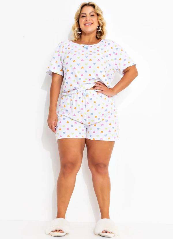 Marguerite - Pijama Corações Coloridos em Malha de Algodão 3