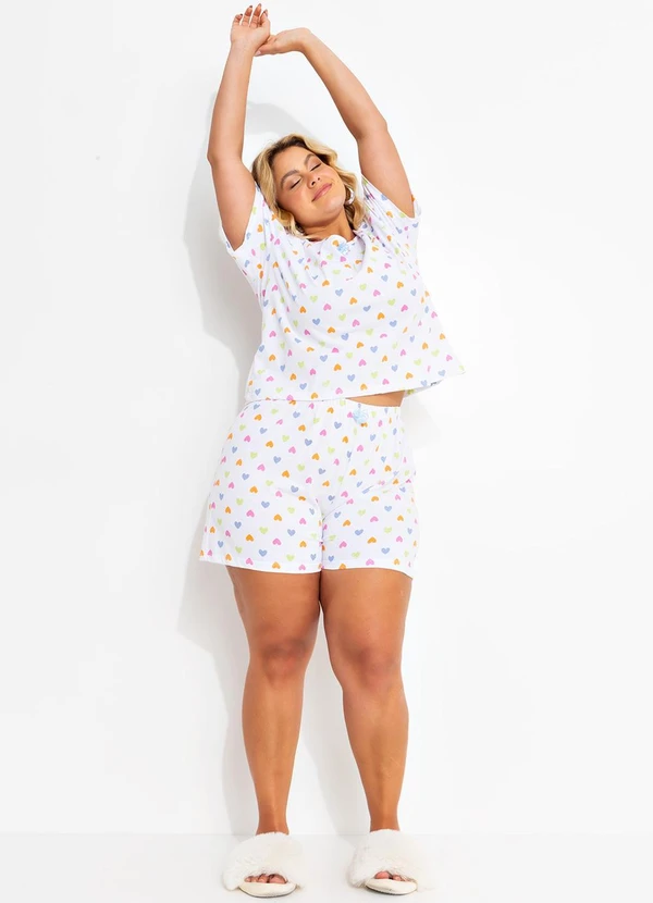 Marguerite - Pijama Corações Coloridos em Malha de Algodão 5