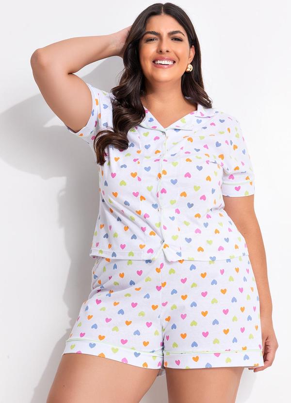 Pijama (Cora��es Coloridos) em Malha de Algod�o