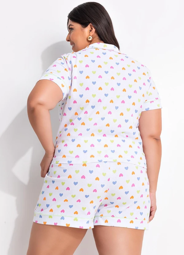 Marguerite - Pijama Corações Coloridos em Malha de Algodão 2