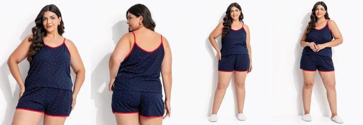Pijama Cora��es Pequenos em Malha Suede