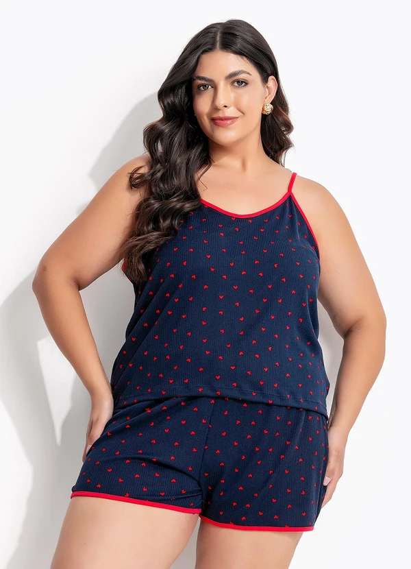 Marguerite - Pijama Corações Pequenos em Malha Suede