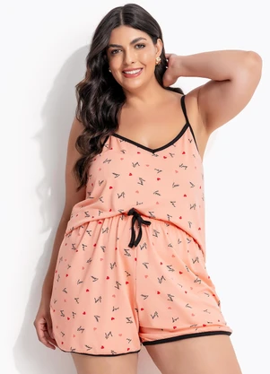 Marguerite - Pijama Corações Rosa em Malha de Viscose - MARGUERITE