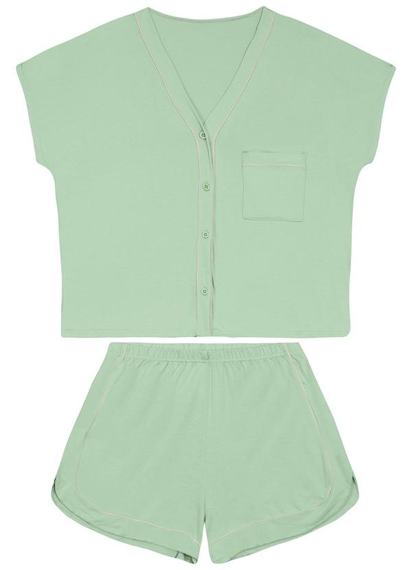 Malwee - Pijama Curto Malha Essence Plus Verde Menta