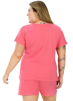 Be Blast - Pijama Curve de Algodão Corações Rosê Rosa - BE BLAST
