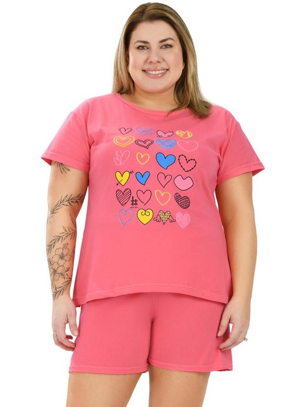Be Blast - Pijama Curve de Algodão Corações Rosê Rosa 3