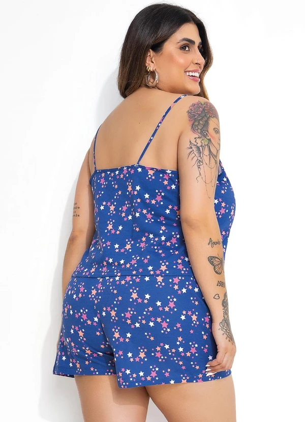 Marguerite - Pijama Estrelas Azul em Malha de Algodão 8