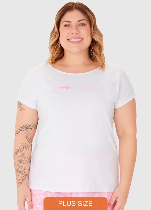 Malwee - Pijama Feminino Plus Size Blusa e Shorts Branco