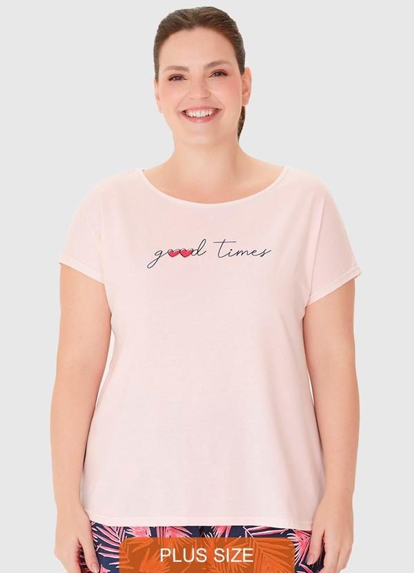 Malwee - Pijama Feminino Plus Size Blusa e Shorts Rosa