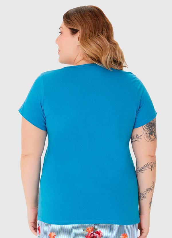 Malwee - Pijama Feminino Plus Size Blusa Manga Curta Azul 2