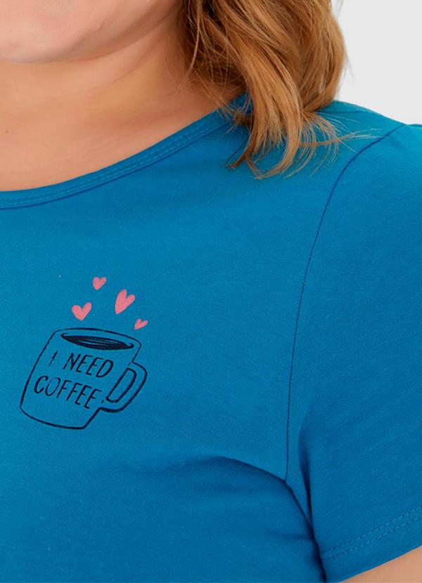 Malwee - Pijama Feminino Plus Size Blusa Manga Curta Azul 5