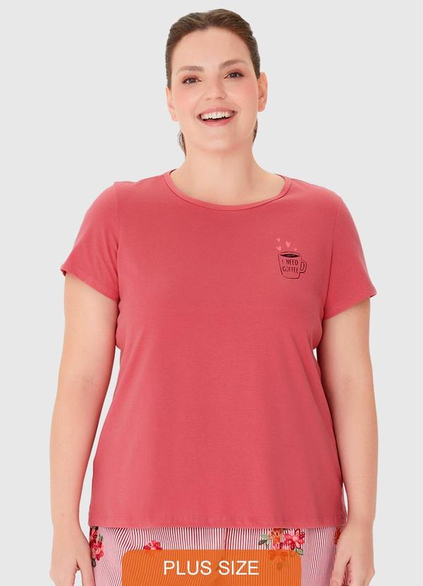Malwee - Pijama Feminino Plus Size Blusa Vermelho