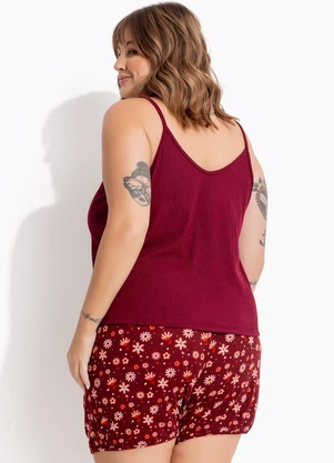 Marguerite - Pijama Floral Mini em Malha Suede - MARGUERITE