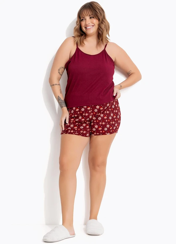Marguerite - Pijama Floral Mini em Malha Suede 3