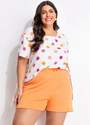 Marguerite - Pijama Flores em Malha Canelada - MARGUERITE