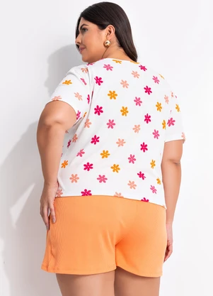 Marguerite - Pijama Flores em Malha Canelada - MARGUERITE
