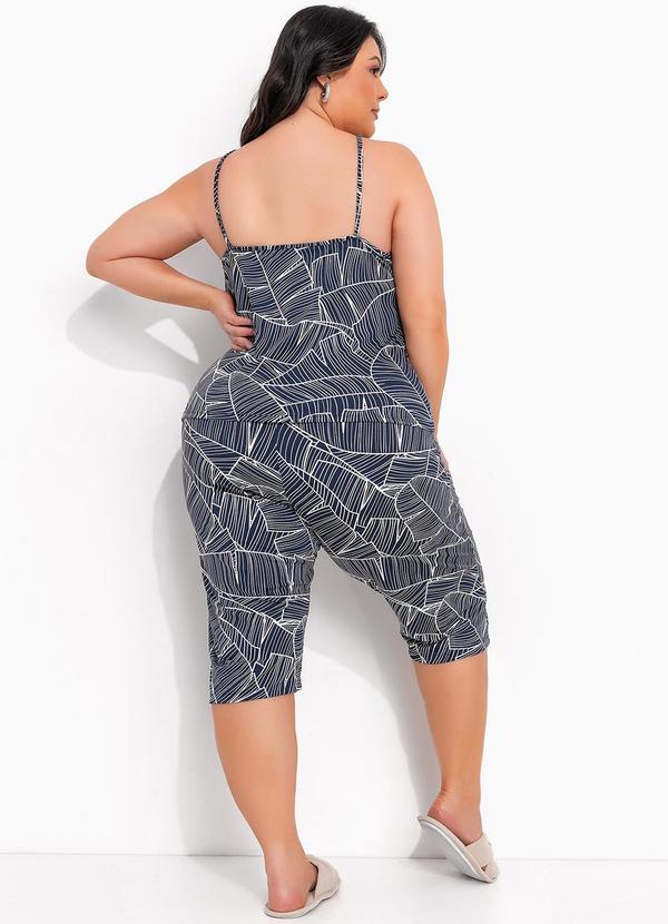 Marguerite - Pijama Folhagem Marinho em Malha  Fria. 2