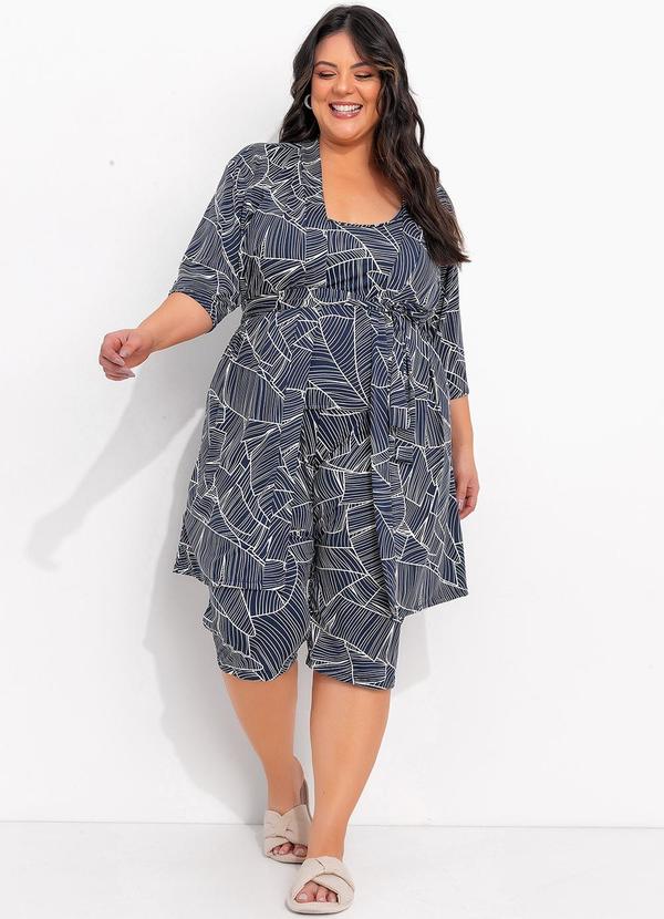 Marguerite - Pijama Folhagem Marinho em Malha  Fria. 6