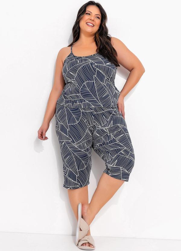 Marguerite - Pijama Folhagem Marinho em Malha  Fria. 7