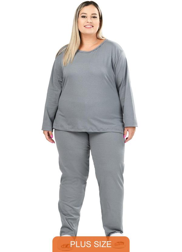 Be Blast - Pijama Inverno Plus Size Básico Cinza