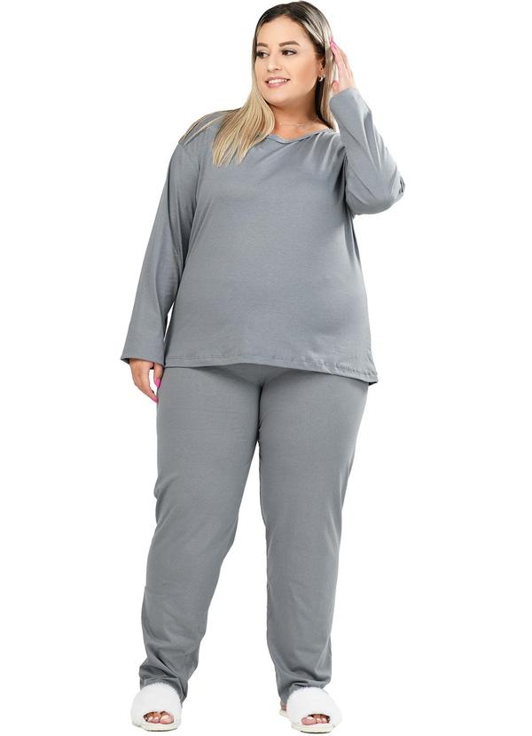 Be Blast - Pijama Inverno Plus Size Básico Cinza 3