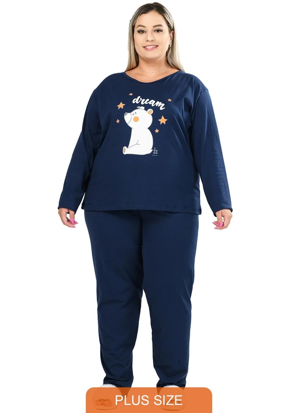 Be Blast - Pijama Inverno Plus Size de Algodão Dream Azul
