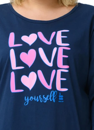 Be Blast - Pijama Inverno Plus Size de Algodão Love Azul - BE BLAST