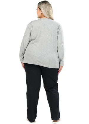 Be Blast - Pijama Inverno Plus Size de Algodão Panda Cinza - BE BLAST