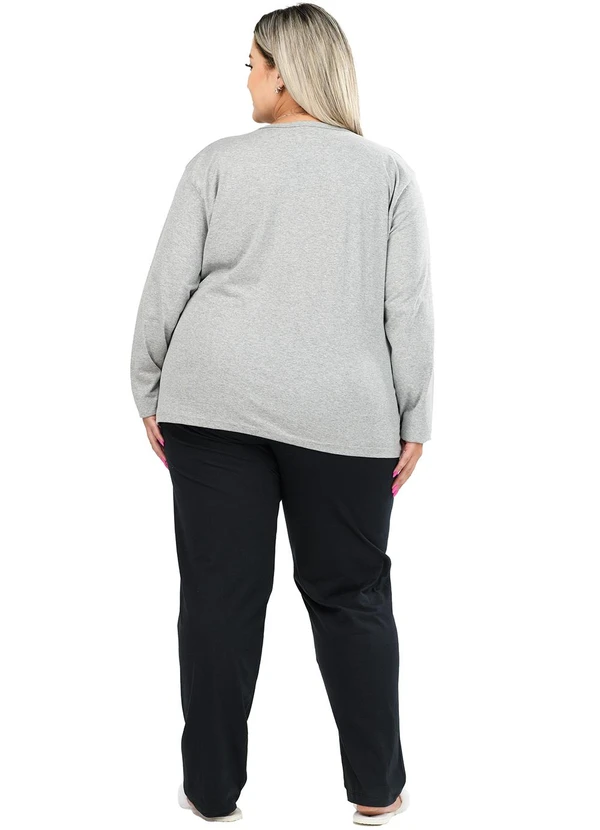 Be Blast - Pijama Inverno Plus Size de Algodão Panda Cinza 2