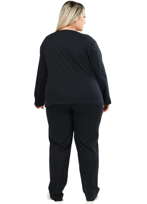 Be Blast - Pijama Inverno Plus Size de Algodão Preto - BE BLAST