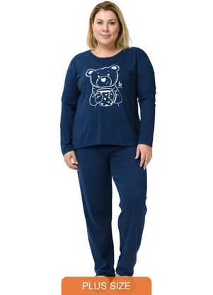 Be Blast - Pijama Inverno Plus Size de Algodão Urso Azul - BE BLAST
