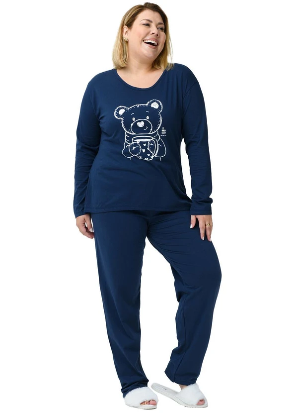 Be Blast - Pijama Inverno Plus Size de Algodão Urso Azul 1