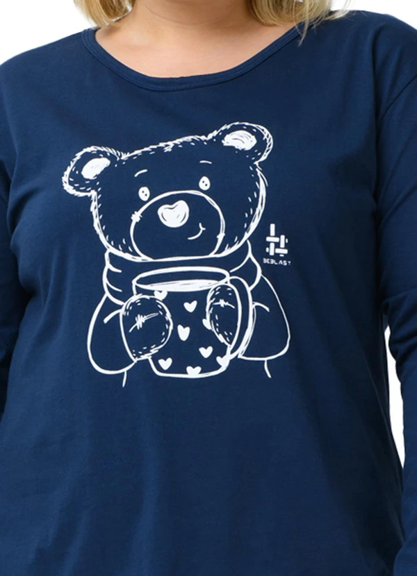 Be Blast - Pijama Inverno Plus Size de Algodão Urso Azul 3