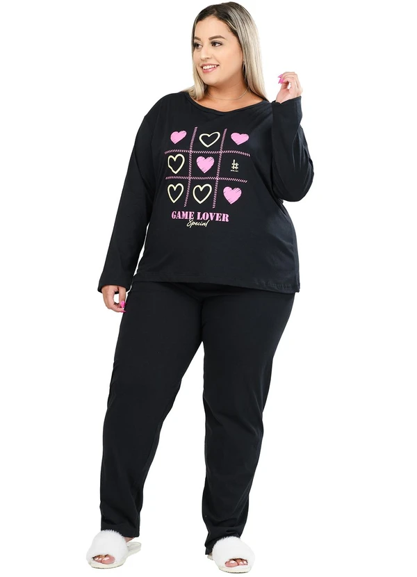 Be Blast - Pijama Inverno Plus Size Game Lover Preto 2