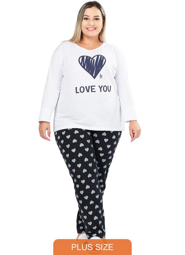 Be Blast - Pijama Inverno Plus Size Love You Branco
