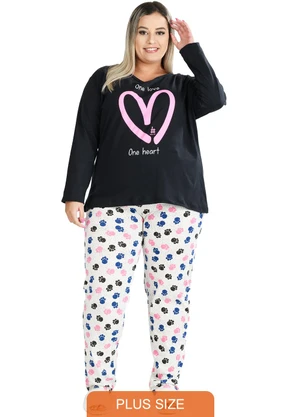 Be Blast - Pijama Inverno Plus Size One Love Preto - BE BLAST