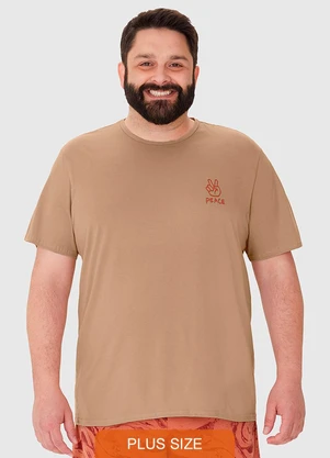 Malwee - Pijama Masculino Plus Size Camiseta Marrom - MALWEE