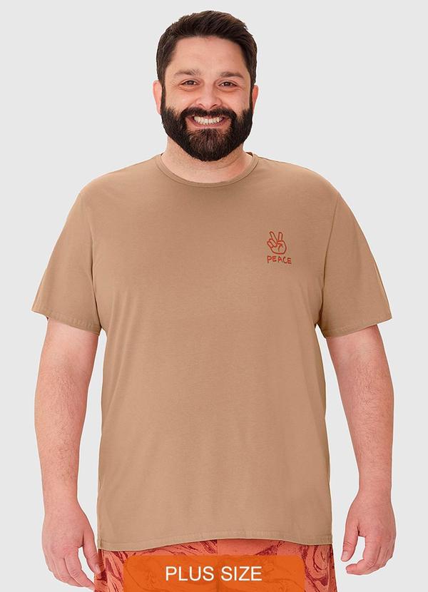 Malwee - Pijama Masculino Plus Size Camiseta Marrom