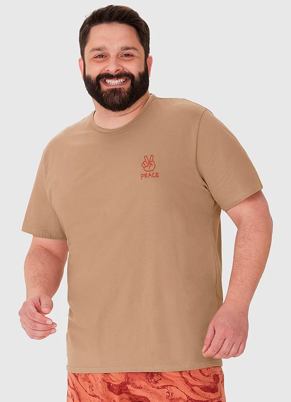 Malwee - Pijama Masculino Plus Size Camiseta Marrom 4