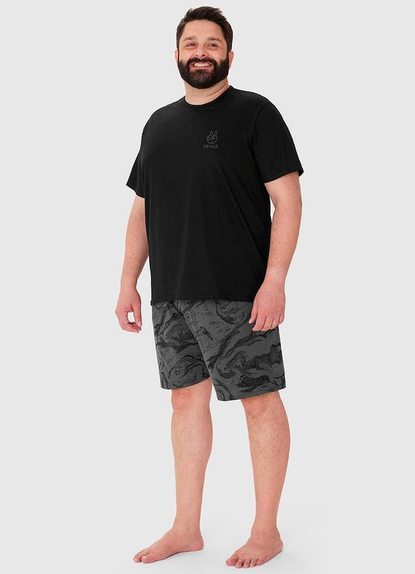 Malwee - Pijama Masculino Plus Size Camiseta Preto 3
