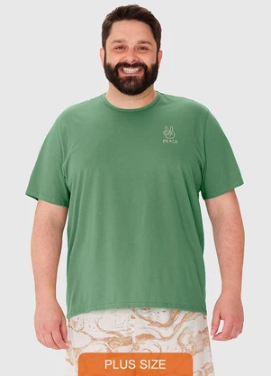 Malwee - Pijama Masculino Plus Size Camiseta Verde - MALWEE
