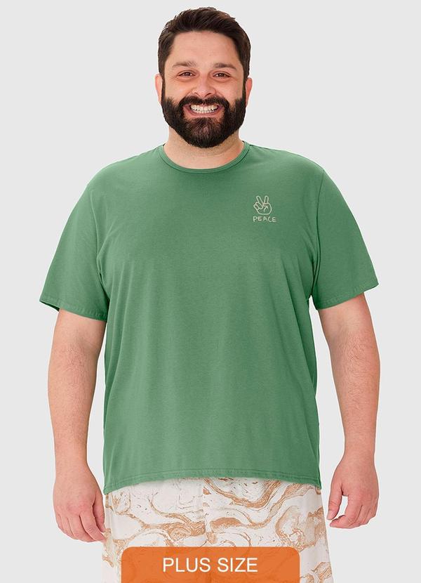 Malwee - Pijama Masculino Plus Size Camiseta Verde