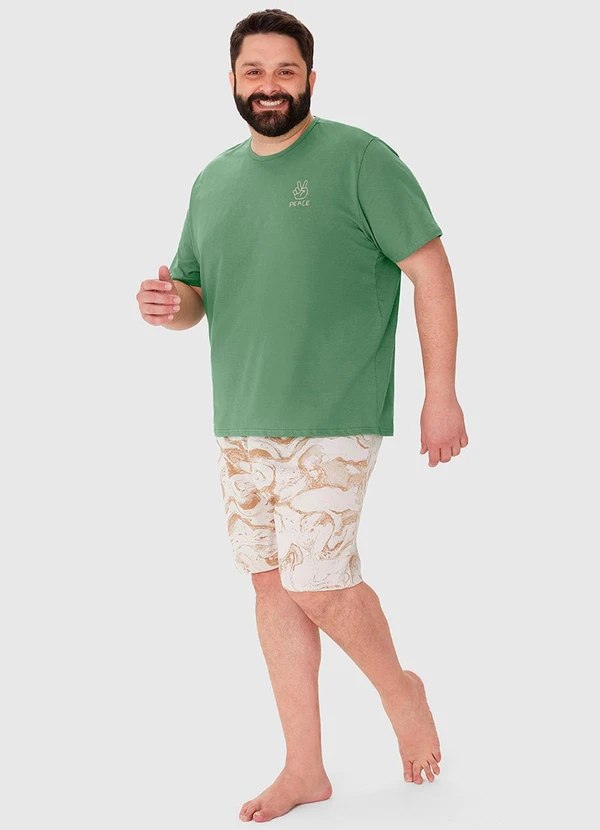 Malwee - Pijama Masculino Plus Size Camiseta Verde 3