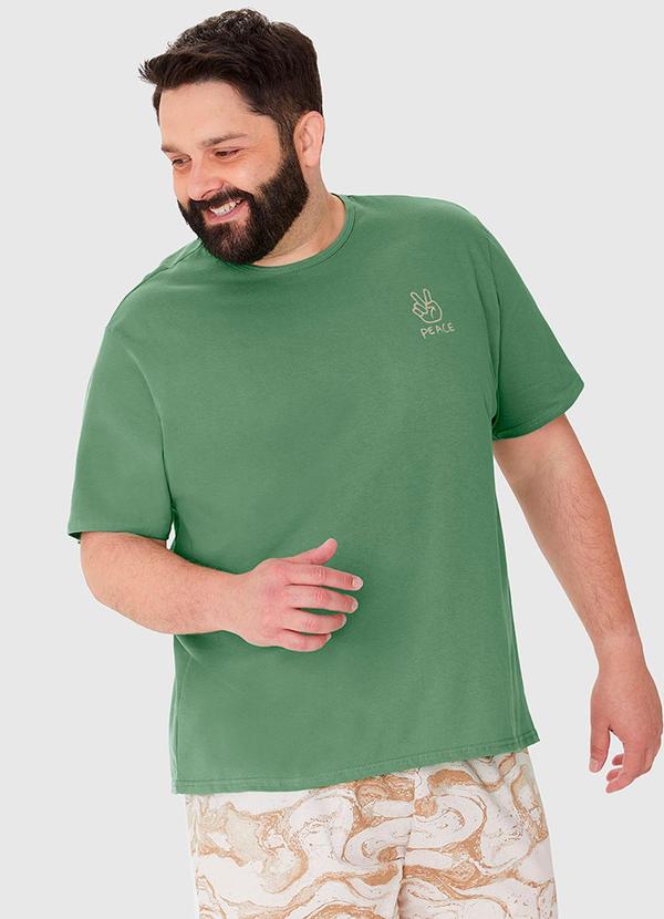 Malwee - Pijama Masculino Plus Size Camiseta Verde