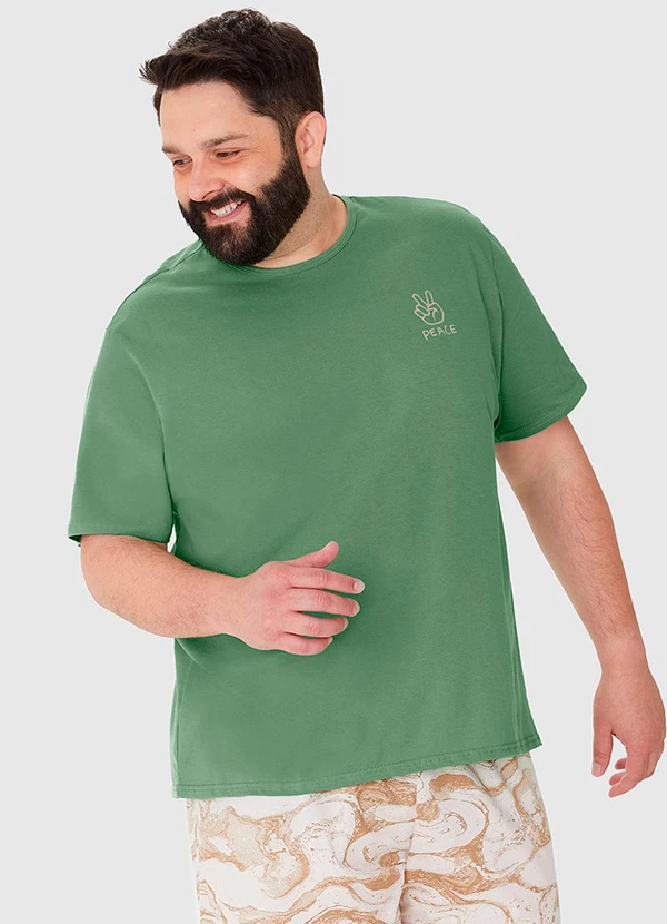 Malwee - Pijama Masculino Plus Size Camiseta Verde 4