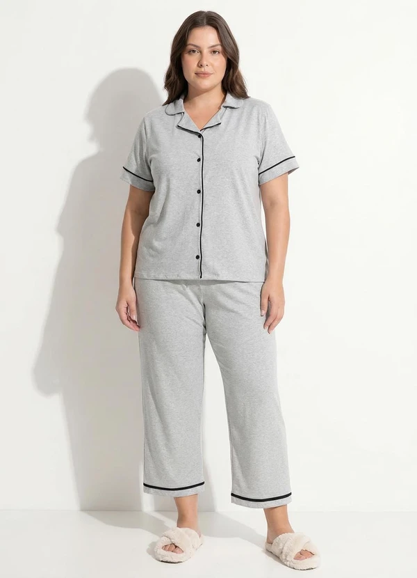 Marguerite - Pijama Mescla Americano em Malha