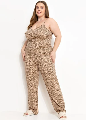 Marguerite - Pijama Onça Bege em Polifléx - MARGUERITE