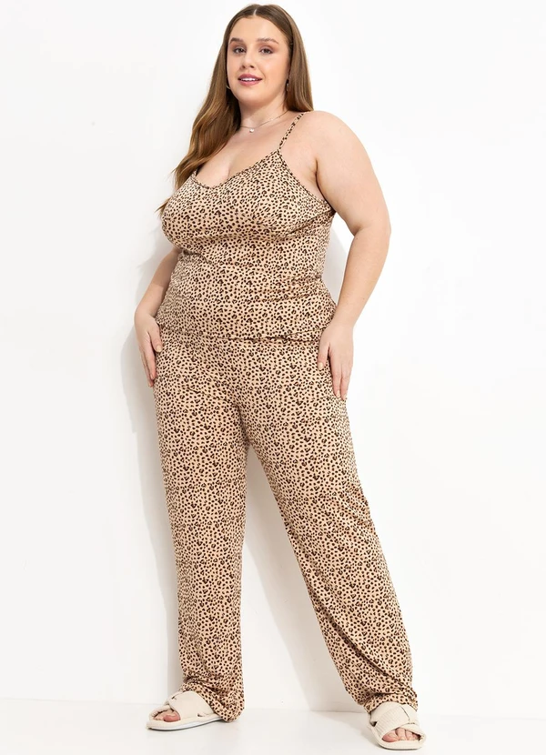 Marguerite - Pijama Onça Bege em Polifléx