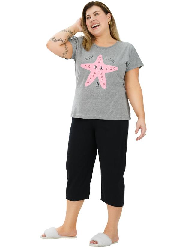 Be Blast - Pijama Pescador Curve de Algodão Estrela Cinza 3