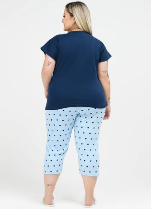 Be Blast - Pijama Pescador Plus Size Bolinhas Marinho - BE BLAST